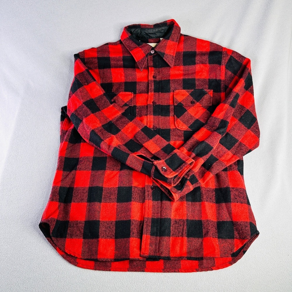 Vintage Kings Road Shirt Mens Large 70s Wool Sears Buffalo Plaid Check‎